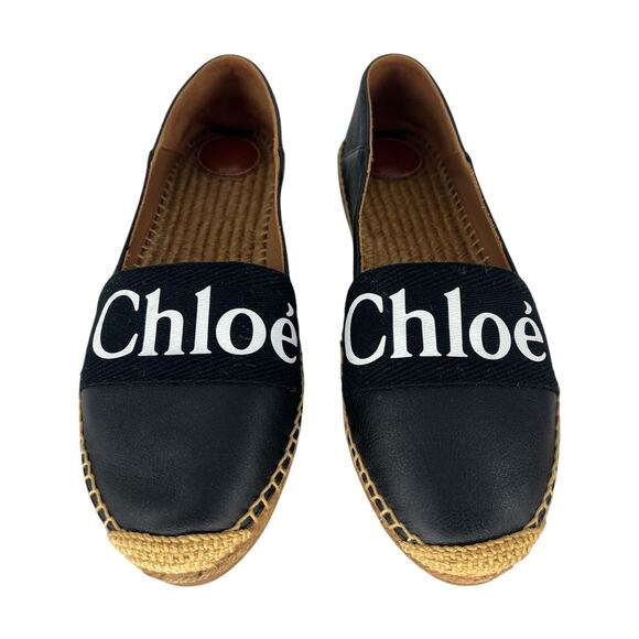 Chloe Black Woody Logo Espadrilles - Picture 1 of 12